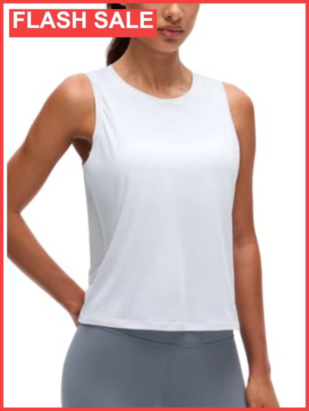 Pima Cotton High Neck Tank Top Sleeveless Classic Fit Waist Length
